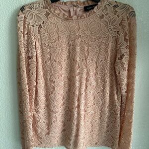 Ivanka Trump Blush Lace Long Sleeve Blouse peach color